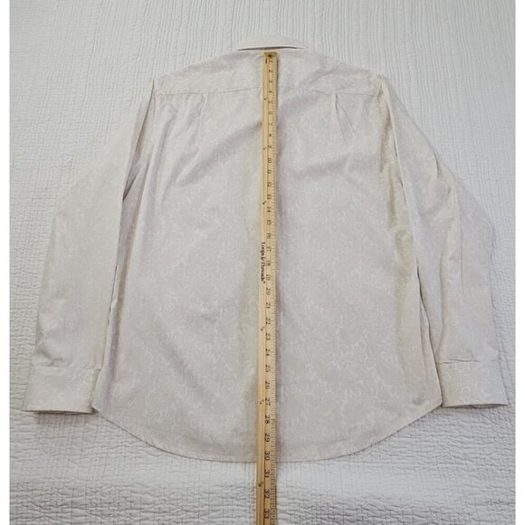 Tasso Elba Men's Large Slim Fit Shirt White on White Paisley AOP EUC LN Button - Picture 13 of 14